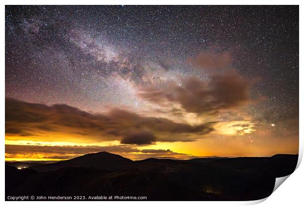 Dawn and the Galactic core rise over Moel Siabod Print by John Henderson
