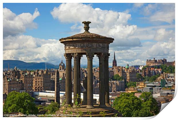 Calton Hill, with Edinburgh city centre, Scotland, Print by Arch White