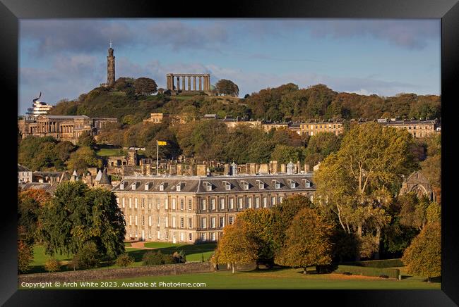 Edinburgh architecture viewed from Holyrood Park, Scotland, UK Framed Print by Arch White