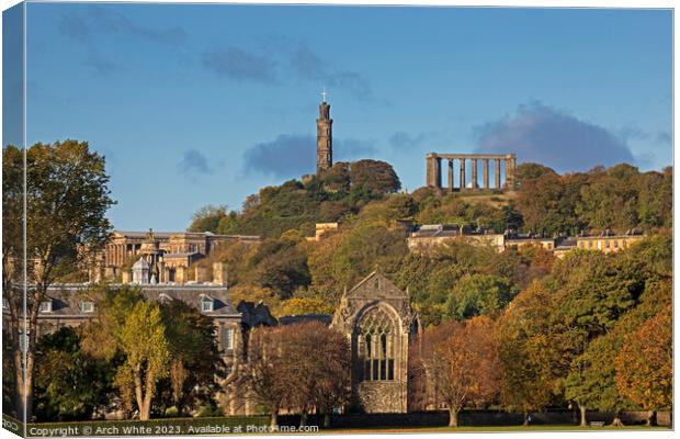 Edinburgh architecture viewed from Holyrood Park,  Canvas Print by Arch White