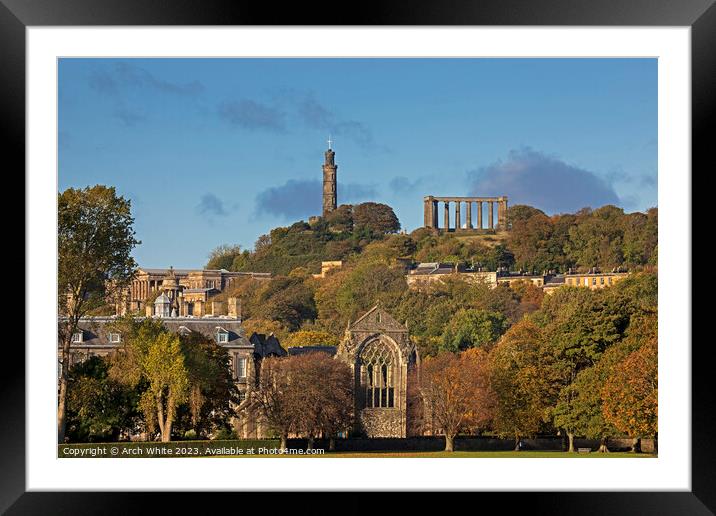 Edinburgh architecture viewed from Holyrood Park,  Framed Mounted Print by Arch White