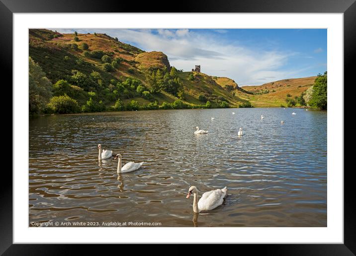 St Margaret's Loch, Holyrood Park, Edinburgh, Scot Framed Mounted Print by Arch White