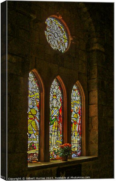 Stained Glass in Church Canvas Print by Gilbert Hurree