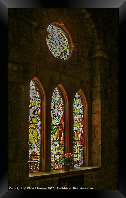 Stained Glass in Church Framed Print by Gilbert Hurree