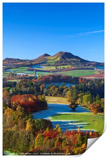 Scott's View looking towards the Eildon Hills near Print by Arch White