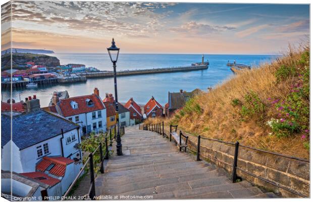 Whitby and the 199 steps 945  Canvas Print by PHILIP CHALK