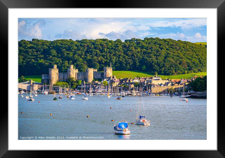 Conwy Castle and Harbour in North Wales UK Framed Mounted Print by Mike Shields