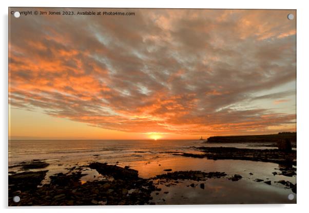 Collywell Bay Sunrise Acrylic by Jim Jones