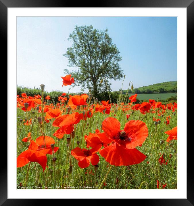  Tree and Poppies Framed Mounted Print by Simon Johnson