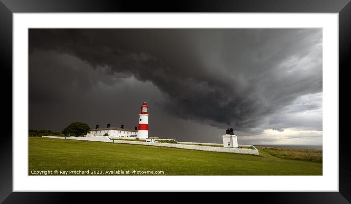 Storm Clouds over Souter Lighthouse  Framed Mounted Print by Ray Pritchard