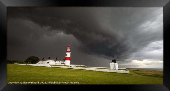 Storm Clouds over Souter Lighthouse  Framed Print by Ray Pritchard