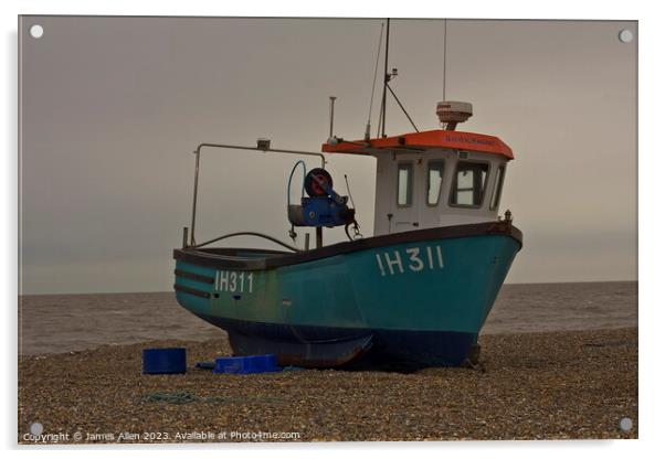 Old Fishing Boat At Aldeburgh  Acrylic by James Allen