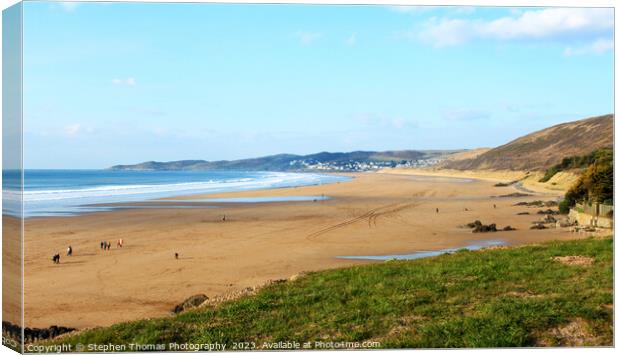 Woolacombe Beach From Putsborough Side Canvas Print by Stephen Thomas Photography 