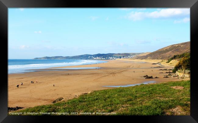 Woolacombe Beach From Putsborough Side Framed Print by Stephen Thomas Photography 
