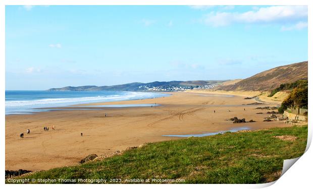 Woolacombe Beach From Putsborough Side Print by Stephen Thomas Photography 