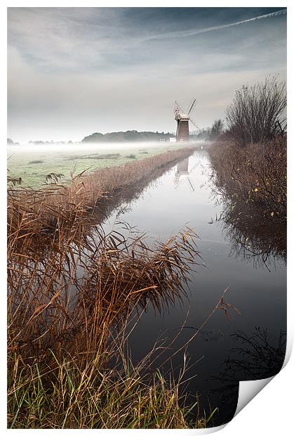 Mist lifting over Horsey MIll Print by Stephen Mole
