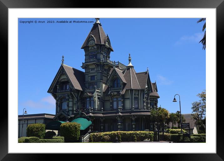 Carson mansion in Eureka in Humboldt county califonia Framed Mounted Print by Arun 