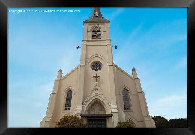 Catholic church in the city of  Santa Cruz California Framed Print by Arun 