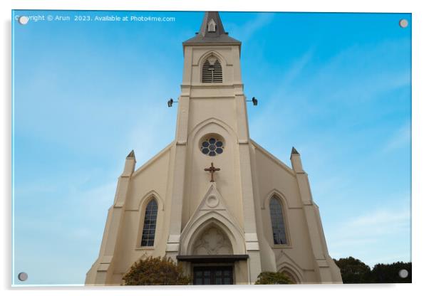 Catholic church in the city of  Santa Cruz California Acrylic by Arun 