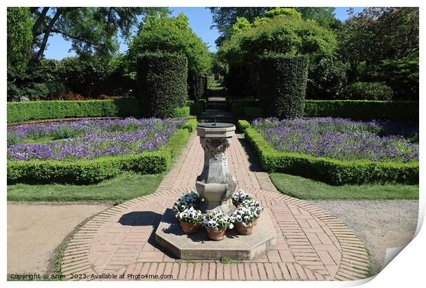  Gardens and buildings at  Filoli Print by Arun 