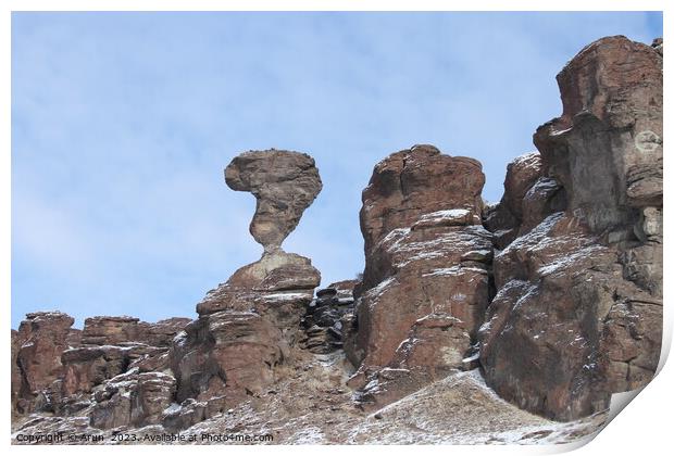 Balancing rock, Idaho Print by Arun 