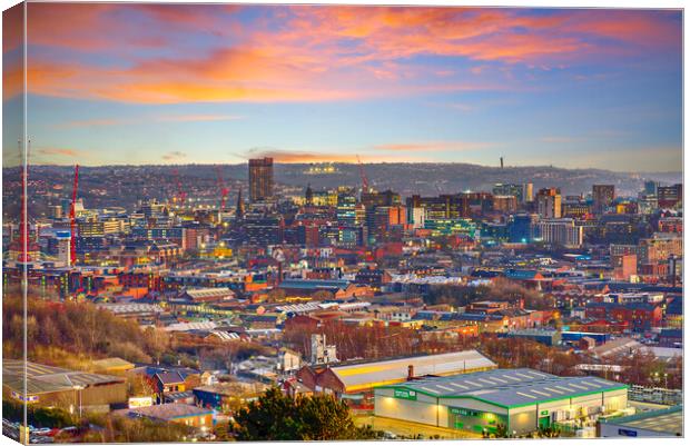 Sheffield Sunset Cityscape Canvas Print by Alison Chambers