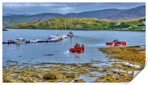 Scalpay of Harris Harbour Print by Navin Mistry