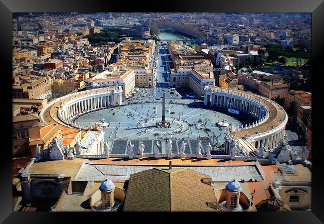 View of St Peter's Square from the roof of St Peter's Basilica, Vatican City, Rome, Italy Framed Print by Virginija Vaidakaviciene