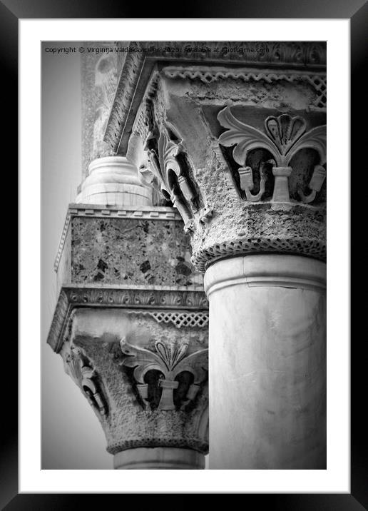 The columns on the exterior of the Saint Mark Basilica on San Ma Framed Mounted Print by Virginija Vaidakaviciene