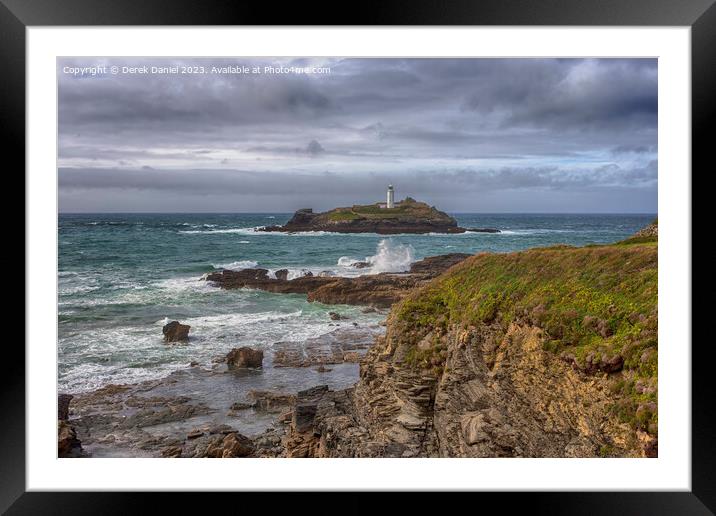 The Lighthouse at Godrevy, Cornwall Framed Mounted Print by Derek Daniel