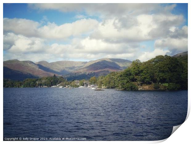 Lake Windermere & The Mountains Print by kelly Draper