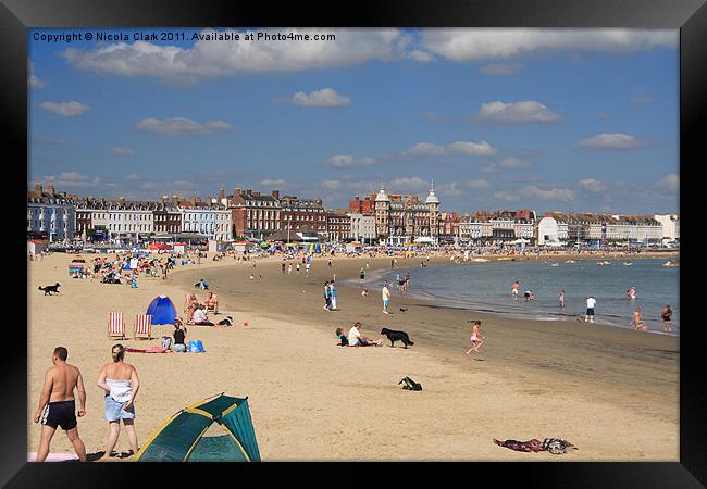 Weymouth Beach in Summer Framed Print by Nicola Clark