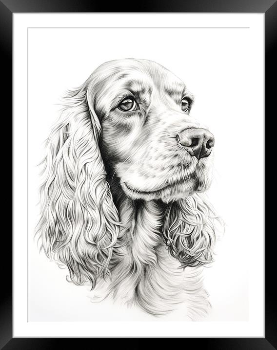 Pencil Drawing Cocker Spaniel Framed Mounted Print by Steve Smith