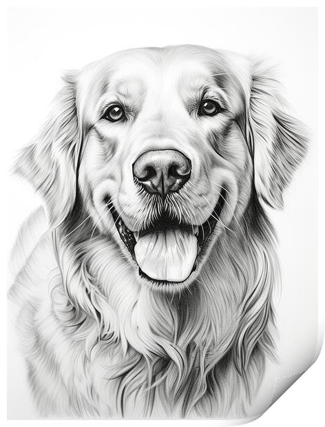 Pencil Drawing Golden Retriever Print by Steve Smith