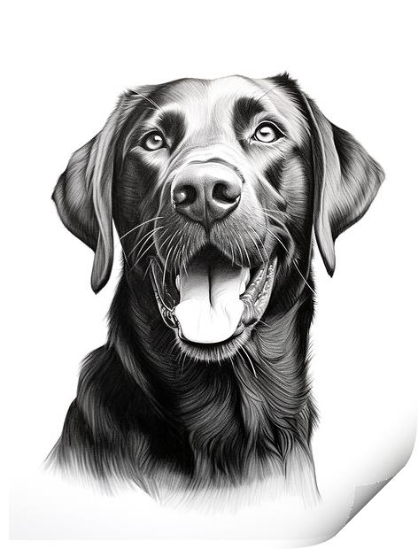 Pencil Drawing Black Labrador Print by Steve Smith