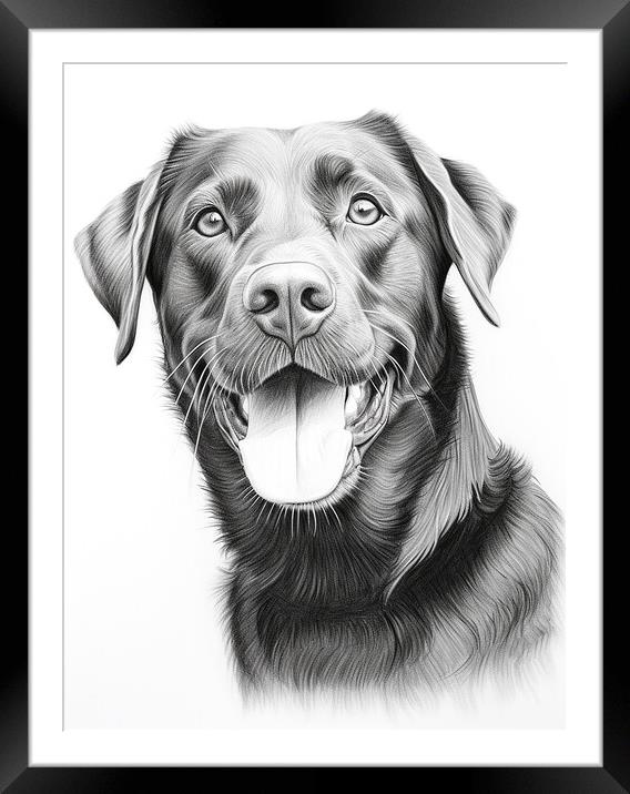 Pencil Drawing Black Labrador Framed Mounted Print by Steve Smith