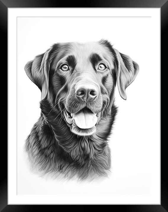 Pencil Drawing Black Labrador Framed Mounted Print by Steve Smith
