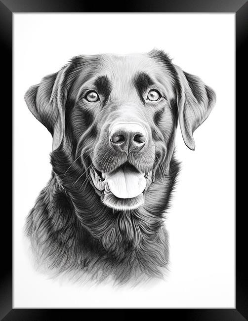 Pencil Drawing Black Labrador Framed Print by Steve Smith