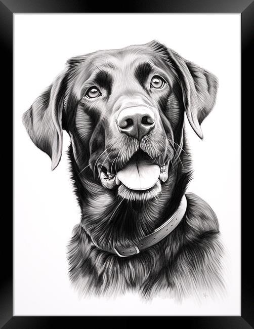 Pencil Drawing Black Labrador Framed Print by Steve Smith