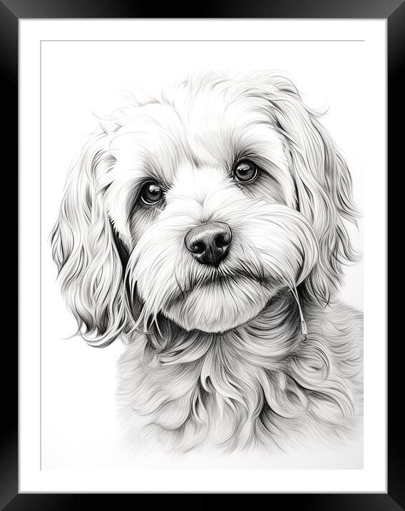 Pencil Drawing Cockapoo Framed Mounted Print by Steve Smith