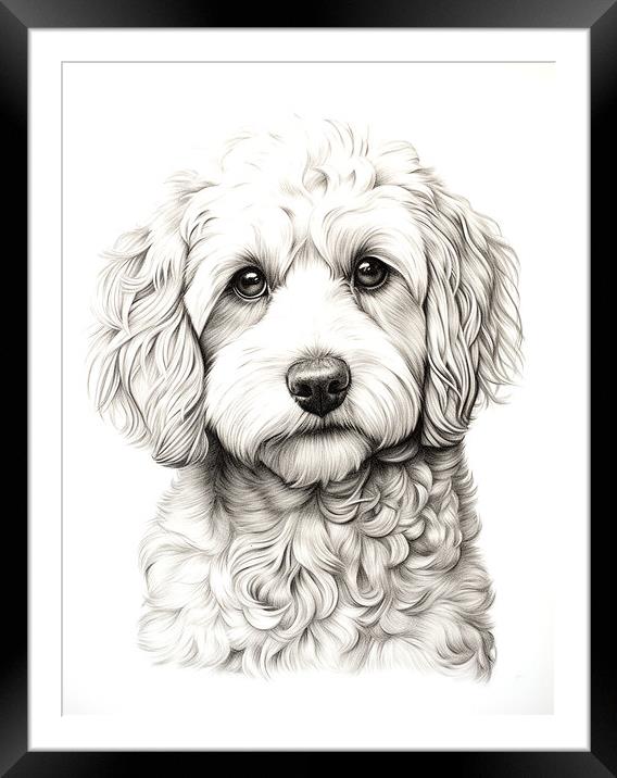 Pencil Drawing Cockapoo Framed Mounted Print by Steve Smith