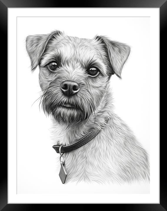 Pencil Drawing Border Terrier Framed Mounted Print by Steve Smith