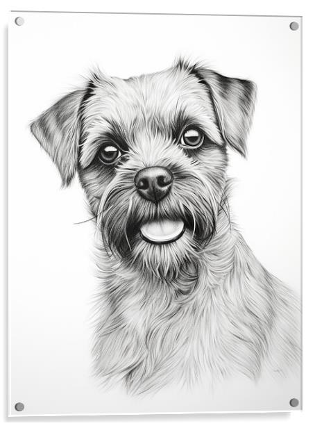 Pencil Drawing Border Terrier Acrylic by Steve Smith