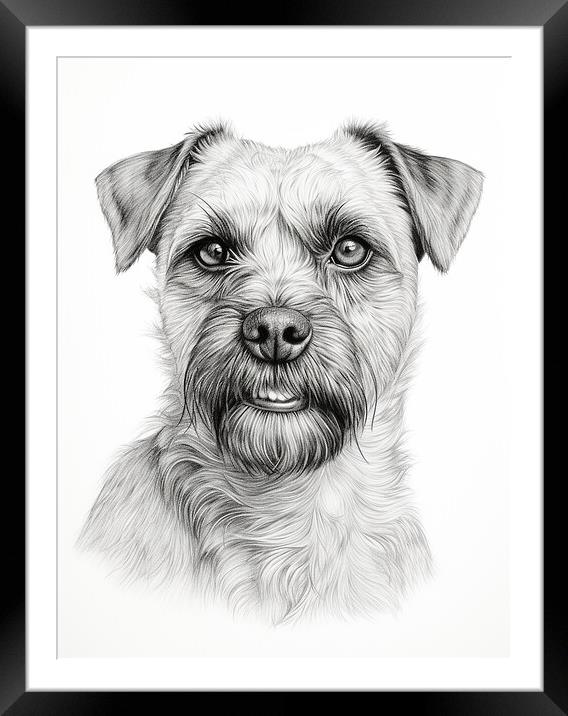 Pencil Drawing Border Terrier Framed Mounted Print by Steve Smith