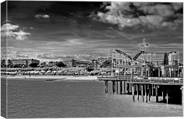 Clacton On Sea Pier And Beach Essex UK Canvas Print by Andy Evans Photos