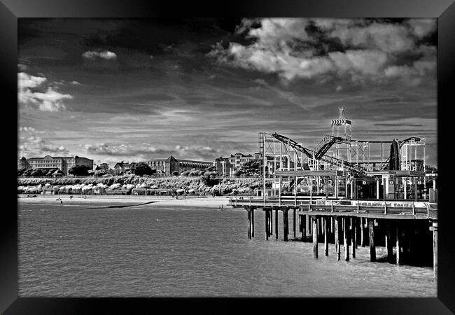 Clacton On Sea Pier And Beach Essex UK Framed Print by Andy Evans Photos
