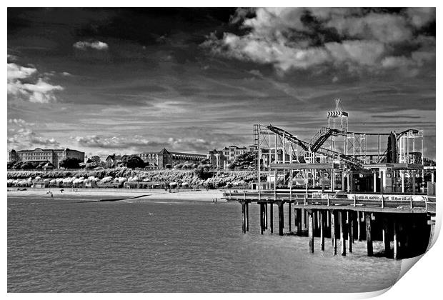 Clacton On Sea Pier And Beach Essex UK Print by Andy Evans Photos