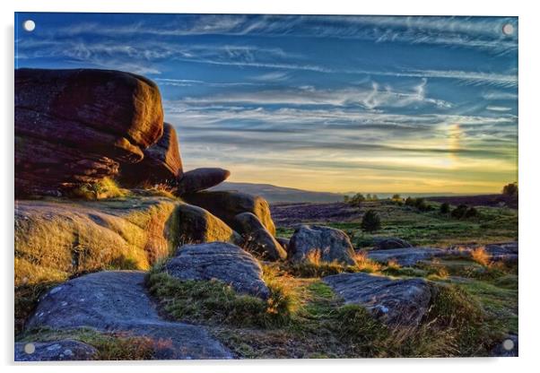 Owler Tor Sunset  Acrylic by Darren Galpin