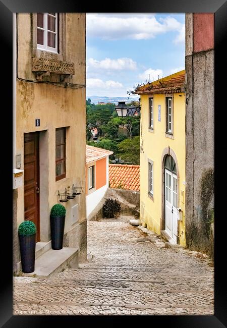 Charming Sintra Street Vista Framed Print by Steven Dale