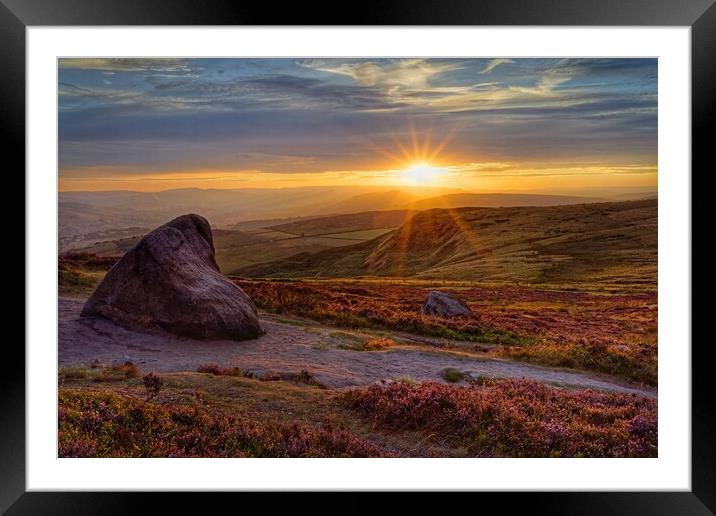 Higger Tor Sunset  Framed Mounted Print by Darren Galpin
